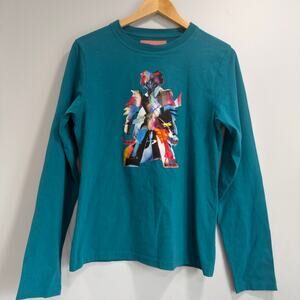 New Acne Studios Bla Konst Blue Lion Print Long Sleeve T Shirt S Graphic NWT